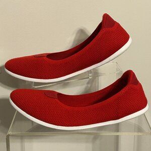 Womens MERINOS Sz 7.5 Red Slip-on Casual Wool Ballet Flats Shoes